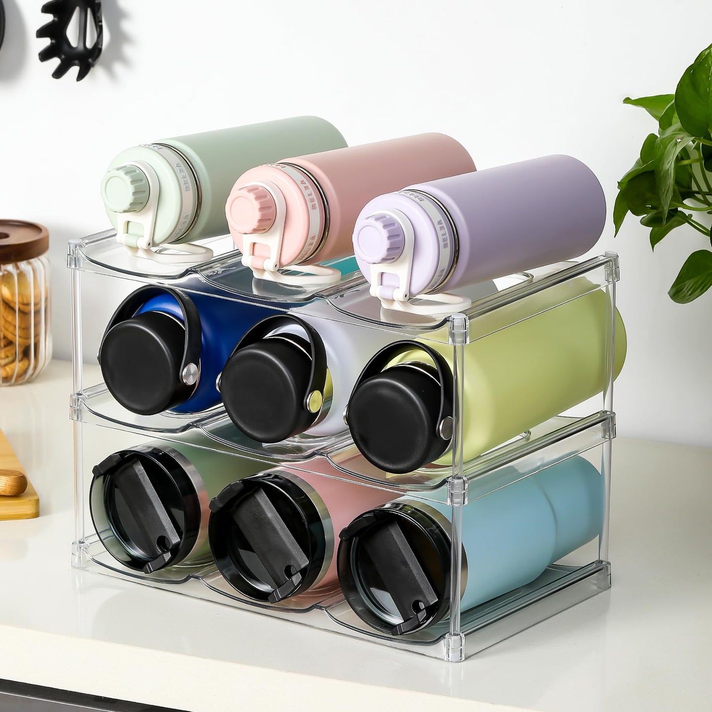 Stackable Water Bottle Organizer for Pantry & Cabinet