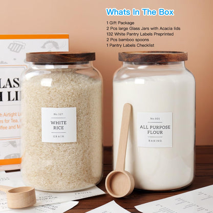 1 Gallon Glass Pantry Jars with Airtight Lids (Set of 2)