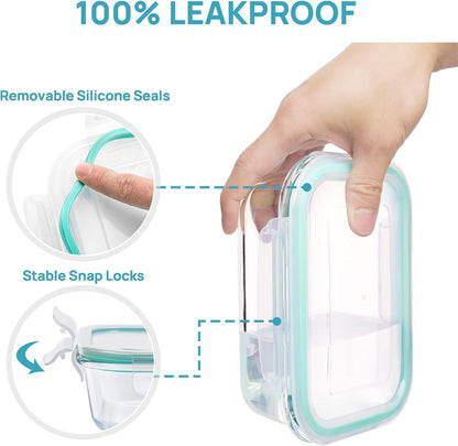Airtight Glass Meal Prep Containers — Oven & Freezer Safe (8 Pack)