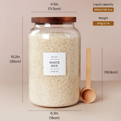 1 Gallon Glass Pantry Jars with Airtight Lids (Set of 2)