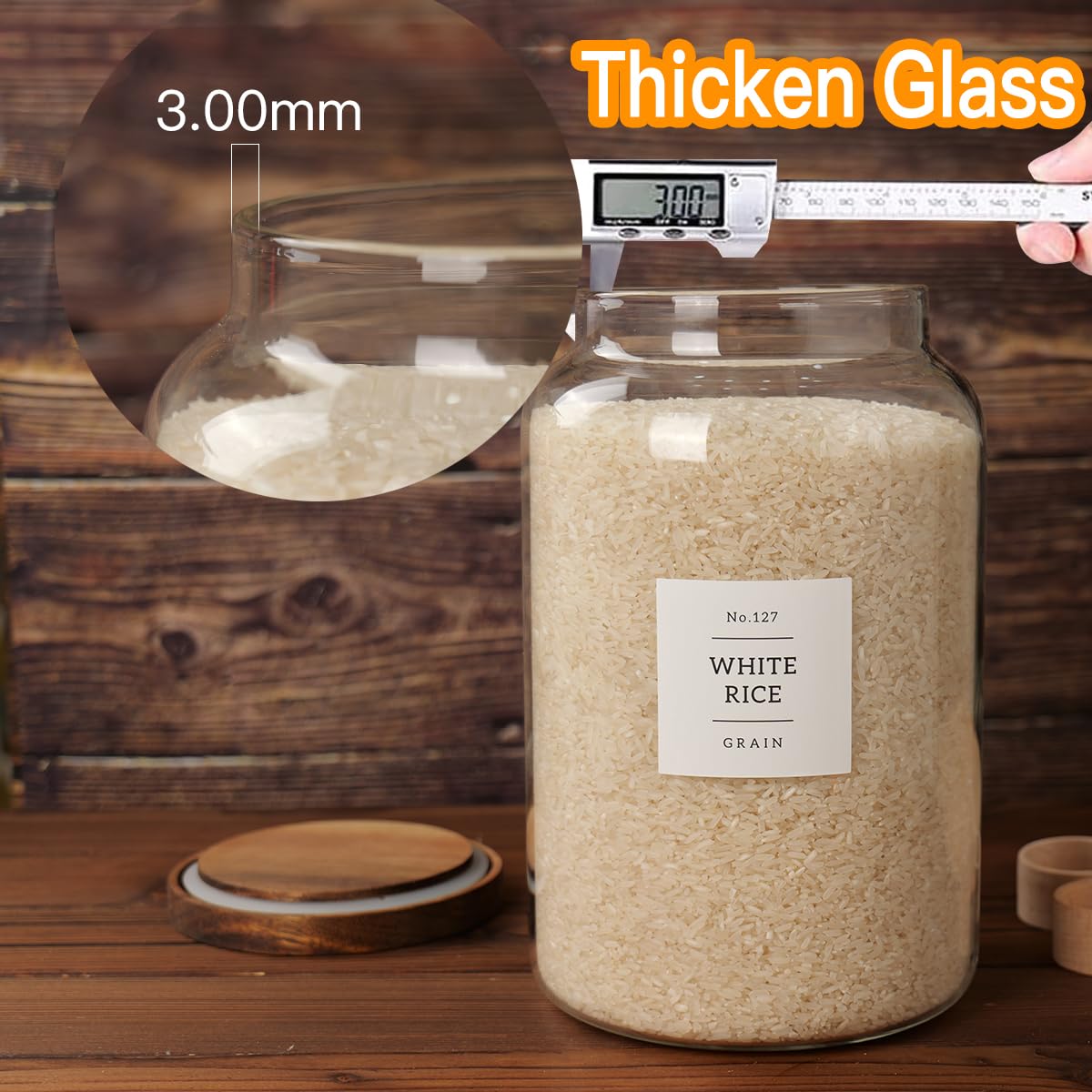 1 Gallon Glass Pantry Jars with Airtight Lids (Set of 2)