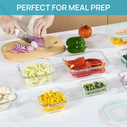 Airtight Glass Meal Prep Containers — Oven & Freezer Safe (8 Pack)