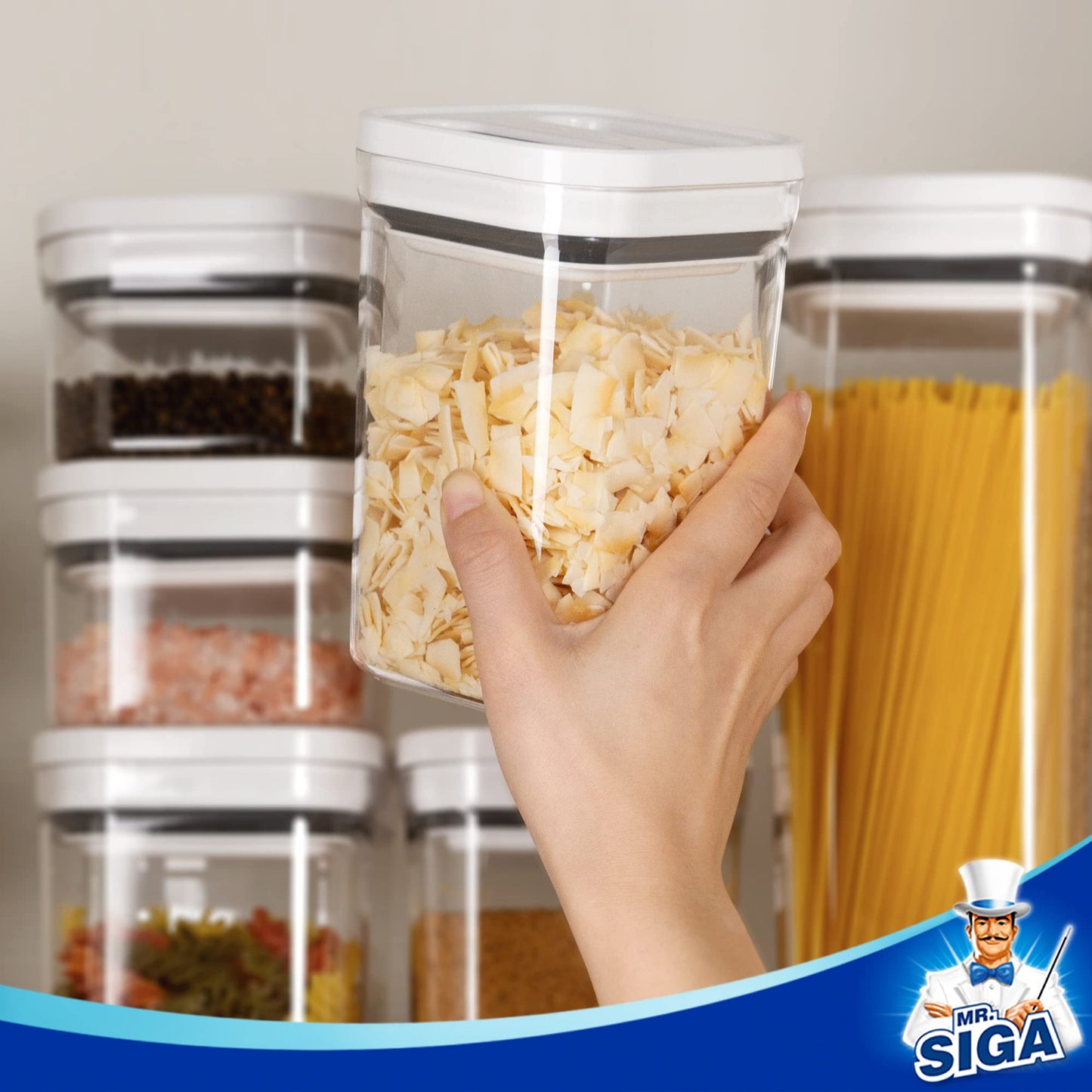 One-Touch Airtight Pantry Canisters — Set of 8
