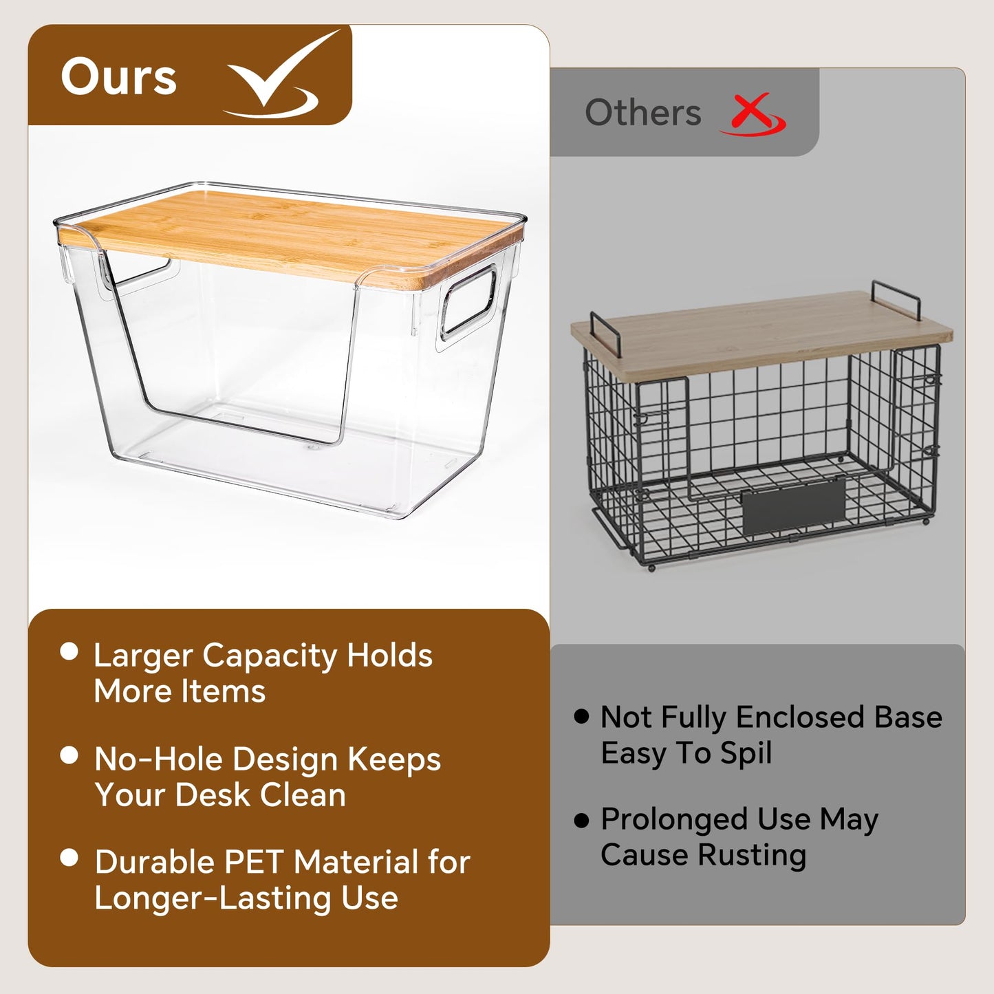 Stackable Clear Pantry Bins with Bamboo Lids (Set of 2)