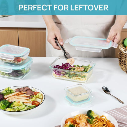 Airtight Glass Meal Prep Containers — Oven & Freezer Safe (8 Pack)