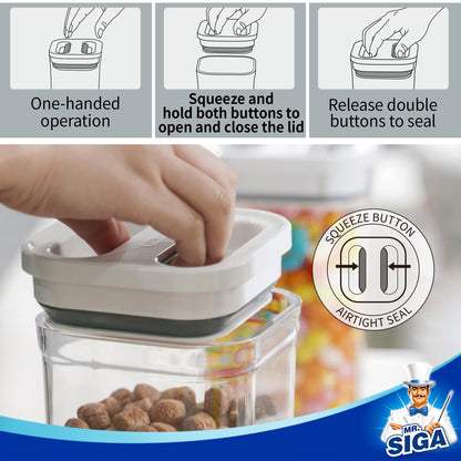 One-Touch Airtight Pantry Canisters — Set of 8