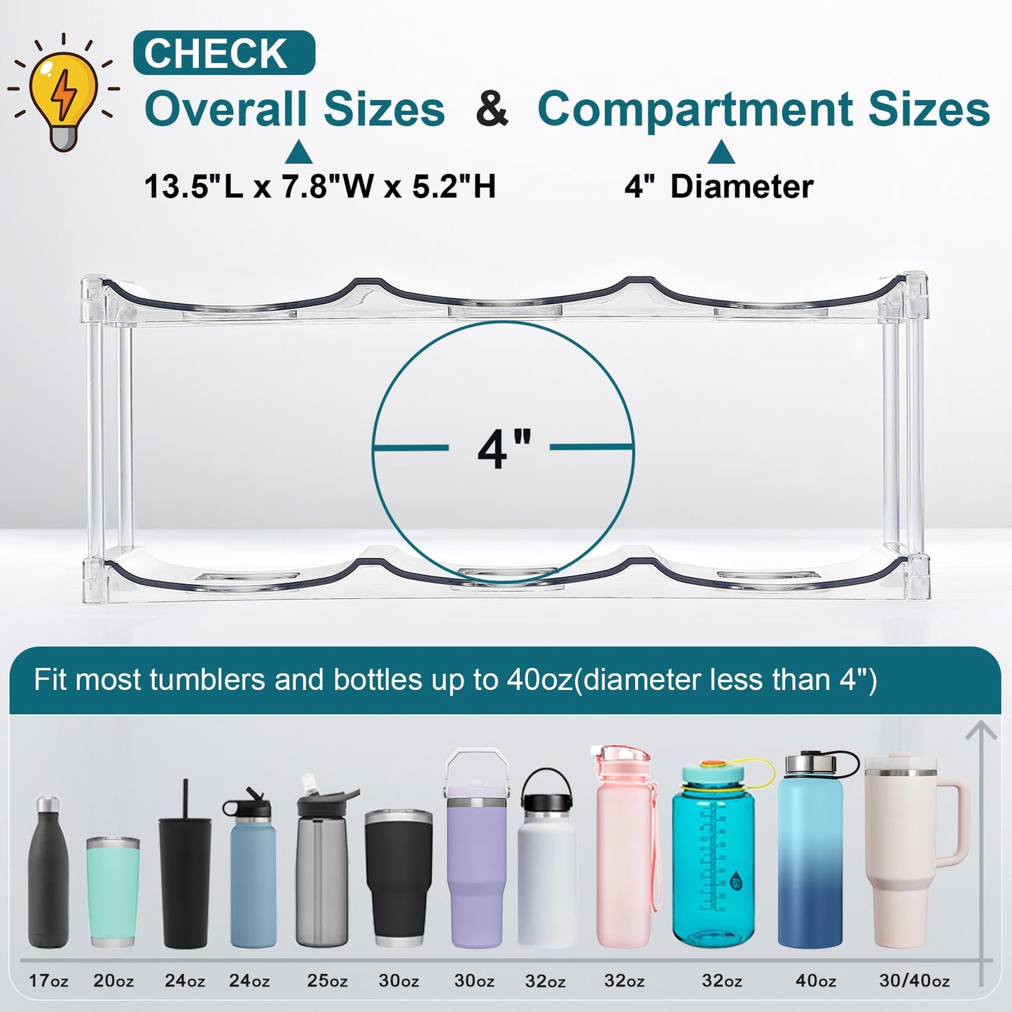 Stackable Water Bottle Organizer for Pantry & Cabinet