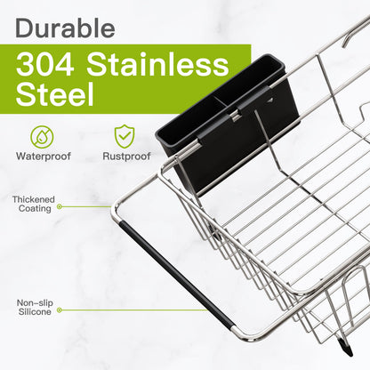 Expandable Over-the-Sink Dish Drying Rack with Utensil Holder
