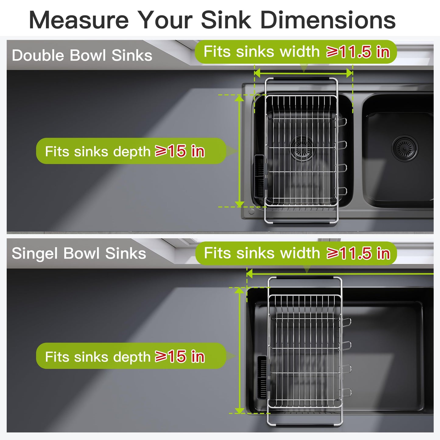 Expandable Over-the-Sink Dish Drying Rack with Utensil Holder