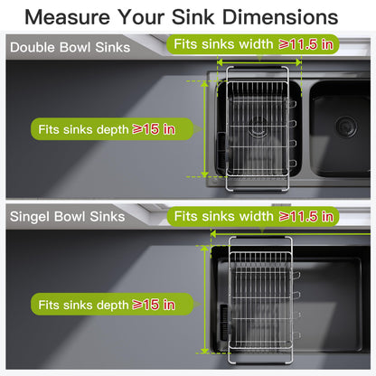 Expandable Over-the-Sink Dish Drying Rack with Utensil Holder