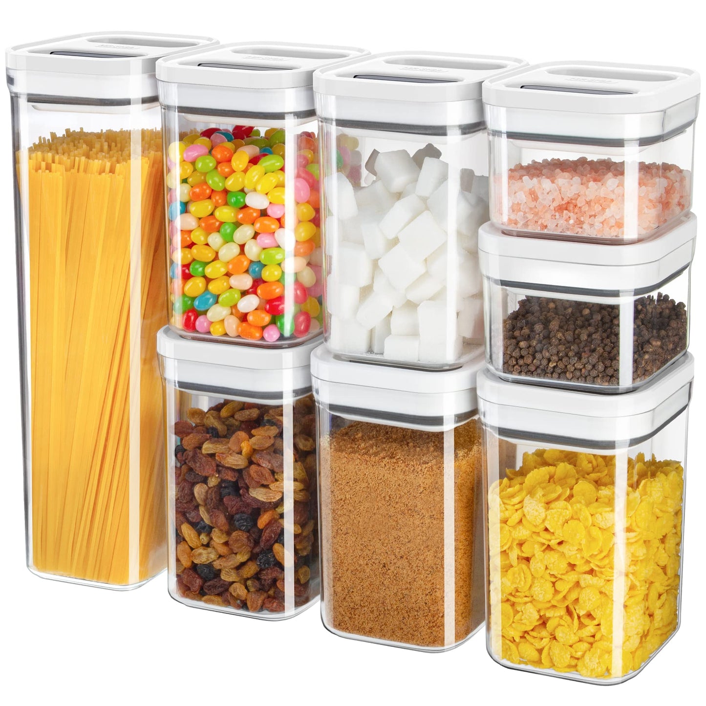 One-Touch Airtight Pantry Canisters — Set of 8
