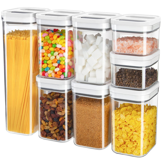 One-Touch Airtight Pantry Canisters — Set of 8