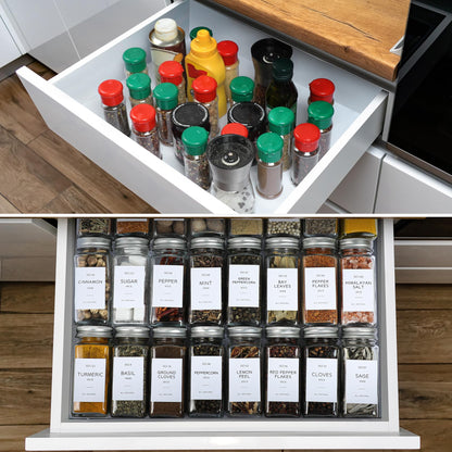 Glass Spice Jars with Bamboo Lids (Set of 24)