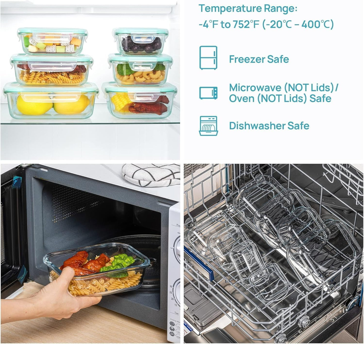 Airtight Glass Meal Prep Containers — Oven & Freezer Safe (8 Pack)