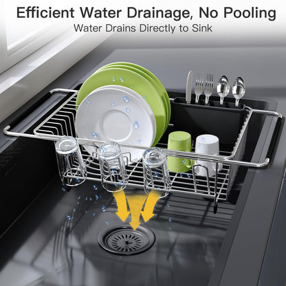Expandable Over-the-Sink Dish Drying Rack with Utensil Holder