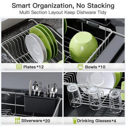 Expandable Over-the-Sink Dish Drying Rack with Utensil Holder